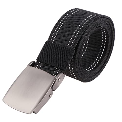 Adjustable Canvas Waist Belt with Plastic Buckle Lightweight and Breathable Tactical Webbing for Men and Women for Outdoor Training and Daily Wear Black