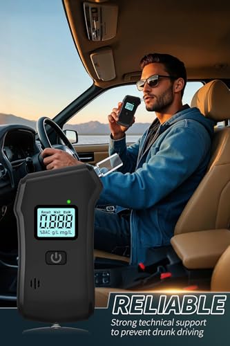 Image of Breathalyzer, Breathalyzers for Alcohol with LCD Digital Display, Portable Alcohol Breathalyzer Tester Home and Party Use with 5 Mouthpieces