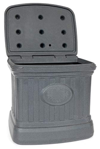 Image of FCMP Outdoor - 26 Gallon Ice Melt Outdoor Storage Bin Container for Sand, Salt, Gardening Supplies, Animal Bird, Bird Seed, and More, Granite Gray
