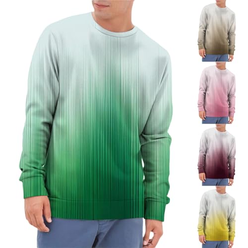 Sudadera de forro polar con cuello redondo para hombre, sudadera de color degradado, sudadera con capucha minimalista y de ajuste regular, casual y de manga larga, sudadera clásica y versátil para