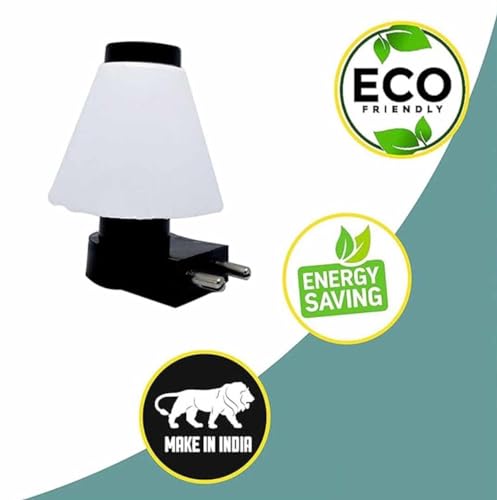 Image of GURUSOAMI Small Lamp Type 2 Pin Night Lamp 0.5 Watt Plug & Play LED Bulb For Bedroom, Living Room, Zero Watt Light Direct Socket Use For Night (White, 1)