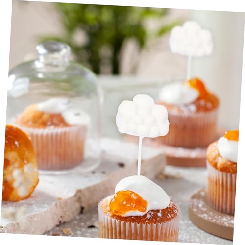 ibasenice 10pcs Birthday Cake Picks Party Cupcake Toppers Woolen Yarn Cloud Edible Decorations - Image 5
