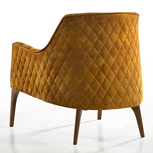 Image of Lakdi The Furniture Co. Modern Home & Living Room Lounge Chair Furniture |Velvet Upholstered Lounge Accent Chair | Internal Structure Made in Solid Wood |Teak Wood Base|- (151851280)