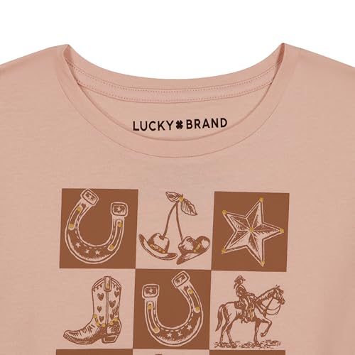 Image of Lucky Brand Girl's Short Sleeve Graphic T-Shirt, Tagless Cotton Tee with Fun Designs