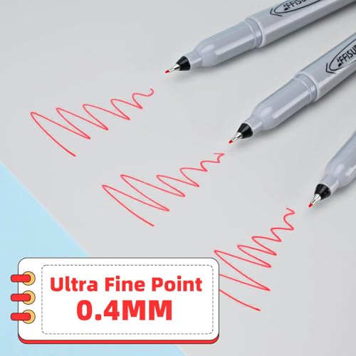 Image of Red Ultra Fine Point Permanent Marker, 20 Pack, 0.4 mm, Precision Fine Tip for Detailed Writing, Art, Crafts & Labeling on Paper, Plastic, Glass, Metal, Waterproof, Fade-Resistant Ink