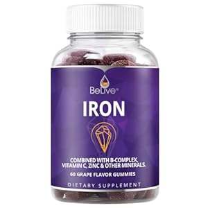 BeLive Iron Gummies – Multivitamin Supplement with Vitamin C, A, B & Zinc, Supports Blood Oxygen, Vegan Iron Supplements for Women, Men & Kids for Growth and Development – Grape Flavor | 1-Pack