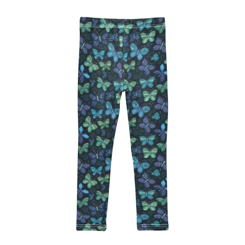 Green Blue Butterfly Girls Leggings Kids Yoga Pants Athletic Tights Pants 4-10 Years2