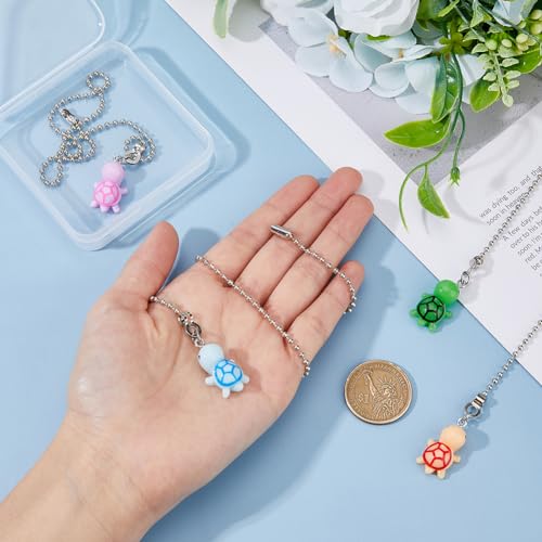 Image of DICOSMETIC 4 Colors Light Pull Chain Set Iron Pull Ball Chains Extension with Resin Turtle Charms 13.66 inch Fan Beaded Ball Switch Chain Extender for Home Light Lamp