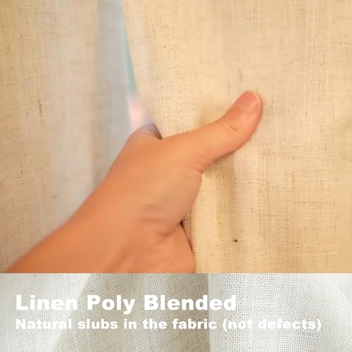 Image of Vision Home Natural Pinch Pleated Full Blackout Curtains Linen Blended Room Darkening Window Curtains 90 inch for Living Room Bedroom Thermal Insulated Pinch Pleat Drapes with Hooks 2 Panel 40 inchWx90 inchL