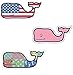 3X VINEYARD VINES Whale Vinyl Stickers - American Flag, Patchwork, Classic Pink - PREPPY 2.0 x 4.5"