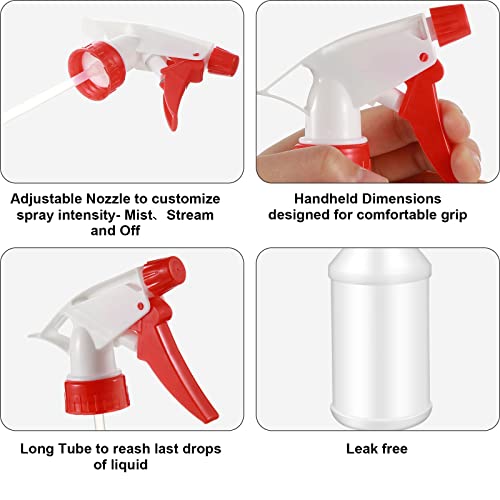 Gerrii 24 Pcs 24Oz Plastic Spray Bottle Bulk, Empty Refillable Squirt Bottles For Cleaning Solution Planting Pet, Leakproof Water Spray Bottle With Adjustable Nozzle And Stickers (Red) #TOP2