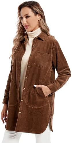 Cozy Corduroy: Stylish Button-Down Blouse Fashionable Women
