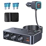 Leehitech Chargeur USB 226 W pour allume-cigare 9 en 1, adaptateur répartiteur multiprise 12 V/24 V CC avec voltmètre, charge rapide pour téléphone, ordinateur portable, appareil de voiture