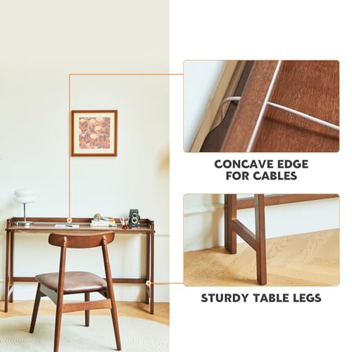 Fetuero Solid Wood Folding Desk Mid Century Modern Desk, 39'' Foldable Writing Computer Desk For Home Office, Simple Study Makeup Workstation, Wooden Study Office Desk Table thumb #4