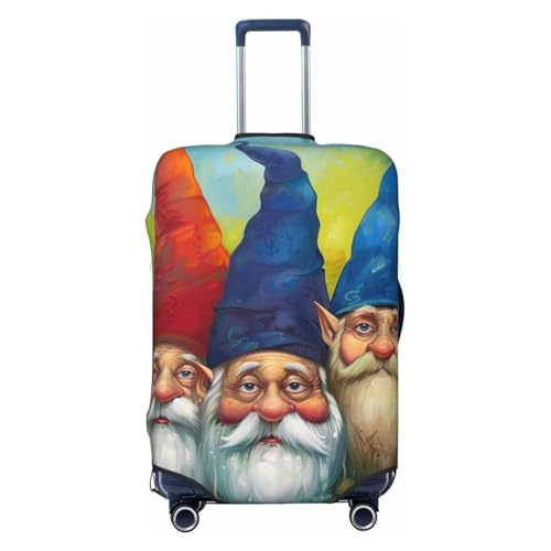 Colorful Gnomes Print Travel Luggage Cover - Personalization Elastic Suitcase Protector,L(Fit 25-28 Inch Luggage)