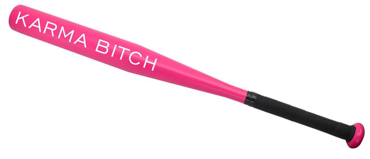 Spaß Kostet Baseballschläger PINK mit Spruch Karma Bitch 65 cm lang sportgerät