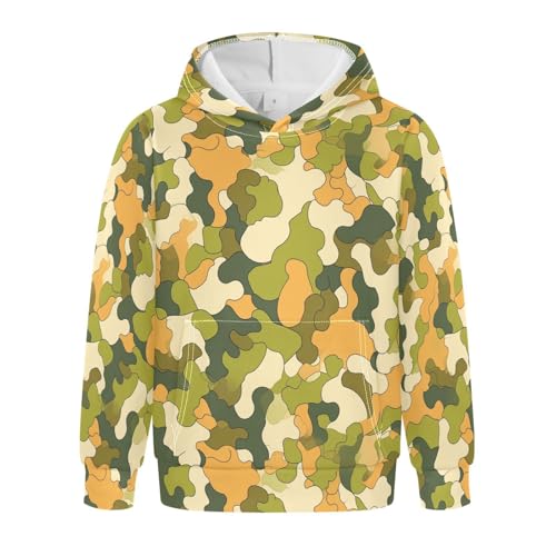 KLL Military Camouflage Pattern Safari Boys Girls Sweatshirts Sweater Casual Active Hoodie with Kangaroo Pocket
