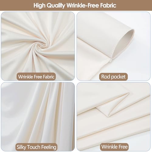 10x10ft Wrinkle Free Ivory Backdrop Curtain for Parties Soft Fabric Drapes Wedding Ivory Curtain Backdrop for Birthday Party Decorations Background for Photography 5x10ft,2 Panels - Image 5