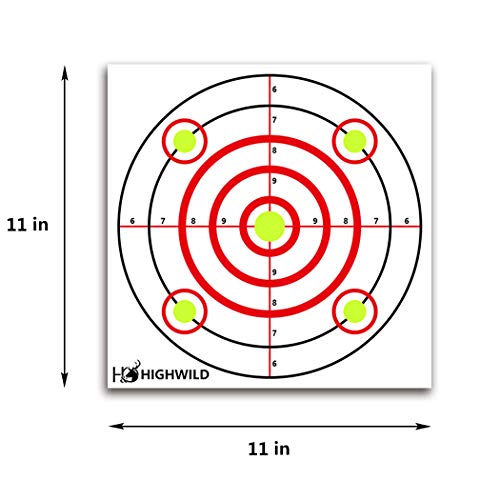 Highwild Paper Targets - Bullseye Shooting Targets Sheet Paper - For Air Rifle/Airsoft Pistol Practice Bullet Traps - 11"X 11", 50 Pack #TOP3