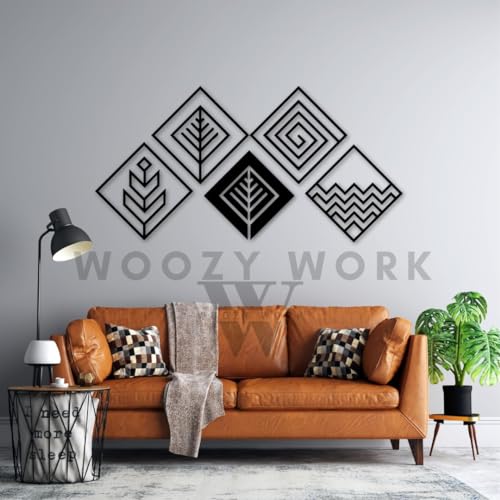 Image of woozy work Wood Four Abstract Figures Wall Sculpture Wall Decor For Home Decor | Handcrafted Luxury Drawing Room | Hotel | Restaurant | Office Black Hanging Art Home Decor, 30 Cm