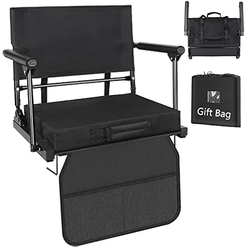 Stadionsitz für Bleicher mit Rückenstütze, Faltbarer Bleichersitz mit Abnehmbarem Gepolstertem Bequemem Schaumstoffkissen, Leichte Tragbare Stadionstühle mit Armlehne und Schultergurt (A-01) Cover