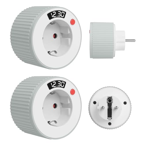 BAIFULAI 2 paquetes de temporizador de enchufe: mecánico con de 1 minuto a 24 horas de con pantalla