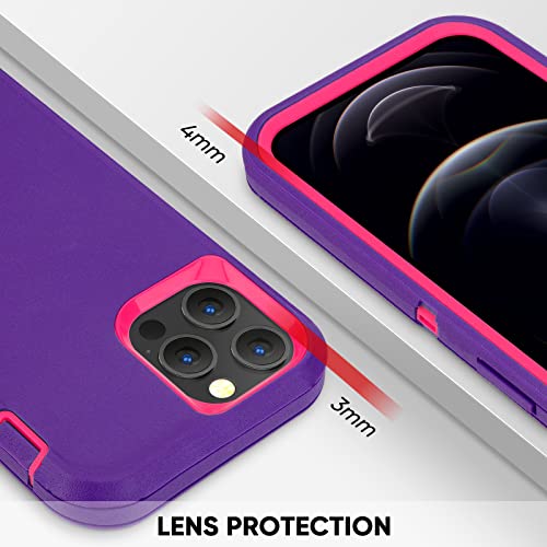 Coque iPhone 12 / 12 Pro silicone et PC rigide violet et rose Maxcury - 4