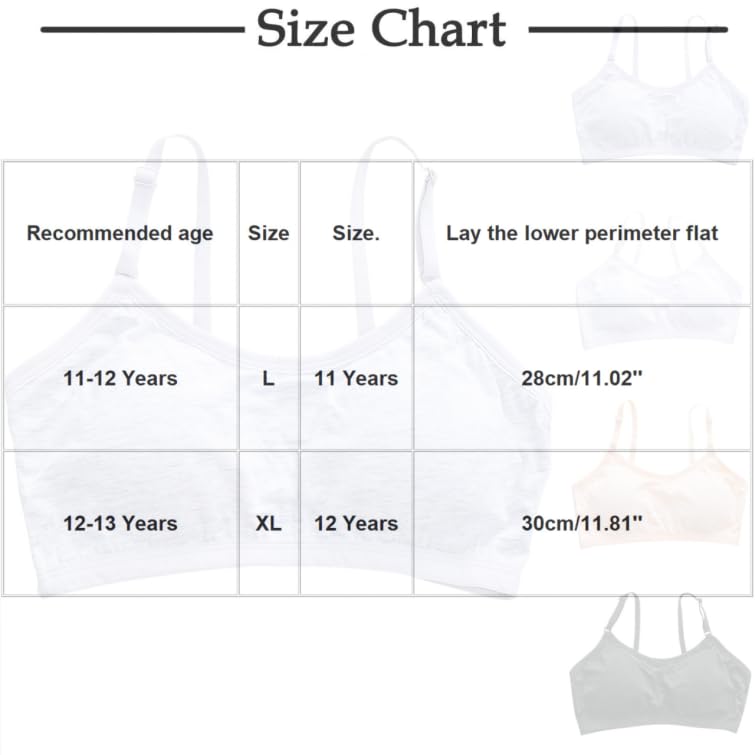 Girls Bras Cotton 9-17 Years Cotton Sports Bras for Girls Underwear for Girls Teen Strapless Bras for Girls Ages 12-14 Strapless Bras for Teens Preteen Bras Kids Bra 09# Gray 11 Years3