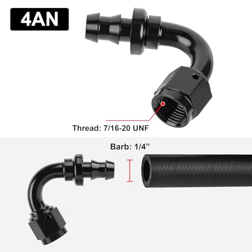 Image of EVIL ENERGY 4AN 120 Degree Push Lock Hose Fitting End Black