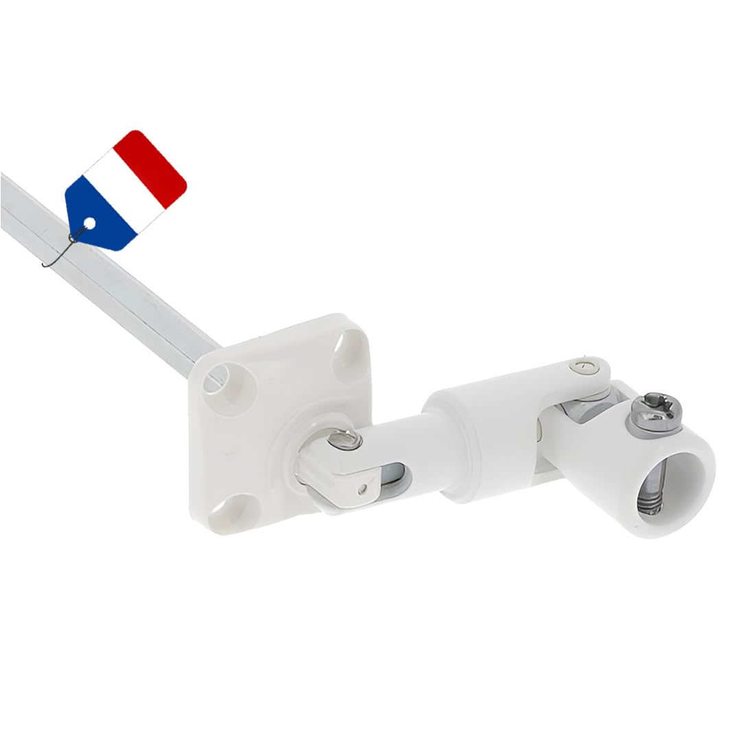 Sortie de Caisson 30° pour Volet Roulant – Longueur 175 mm – Articulation 6 Pans 7 mm – Déport Manivelle 43 mm – Finition Blanche – D841NG – Pose Facade ou Coffre