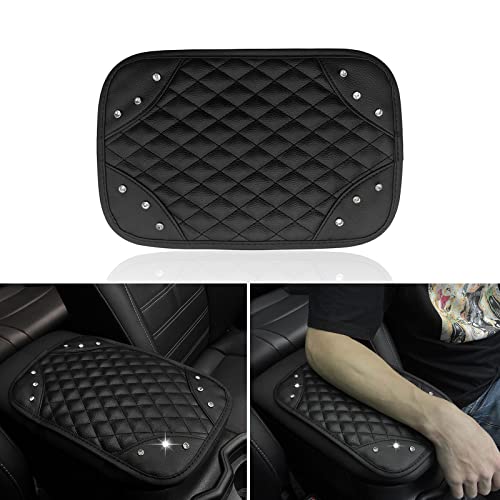 1 Pc Auto Center Console Pad, Bling Diamond Pu Leather Auto Armrest Cushion Pads, Soft Arm Rest Padding Protective Case, For Vehicle Suv Truck Car Accessories (Black) #TOP20