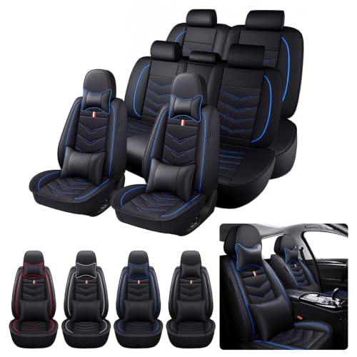 AUNM 7 Seats Car Seat Covers Fit for Ford Explorer 2000-2026,Black Blue