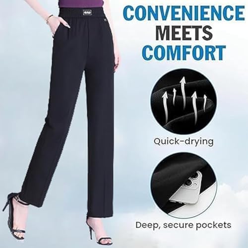 Linebalm Pants,Pulisa Glamorease - Perfect Drape High Rise Pull-On Stretch Pants,with Pockets,Breathable for Senior3