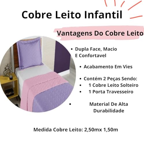Colcha Cobre Leito Jogo Roupa Cama Solteiro 2 Pçs Matelado Quarto Criança Infantil Simples Menina Li