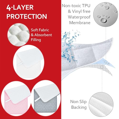 Miniatura 5 de 3 Piezas Bebé Pañal Cambiador Fundas Antideslizantes, Plegable Impermeable Reutilizable Cambiador, Acolchado Absorbente Bassinet Lavable, 14 X 27 Protector Para Cambiador Gris