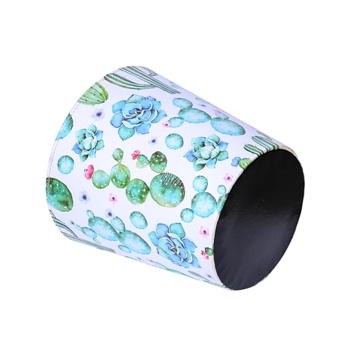 Image of PU Leather Small Trash Can Wastebasket, Round Garbage Container Basket for Bathrooms, Laundry Room, Kitchens, Offices, Kids Rooms, Bedrooms,Dorms,Home Decorative Art Bin, 2.9 Gallon(Floral Breeze)