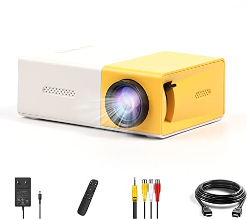 Mini Projector, Portable Projector for Kids Gift, Outdoor Movie Projector, LED Pico Video Projector for Home Theater Movie Projector with HDMI USB TV AV Interfaces and Remote Control