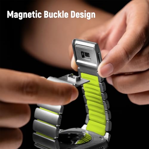 Image of Magnetic Titanium Band Compatible with Apple Watch Ultra 3 /2 /1 Band 49mm Series 11 10 46mm 45mm 44mm 42mm SE 3 /2 /1 9 8 7 6 5 4,Luxury Silicone Dual-Layer Link For iwatch Men Women