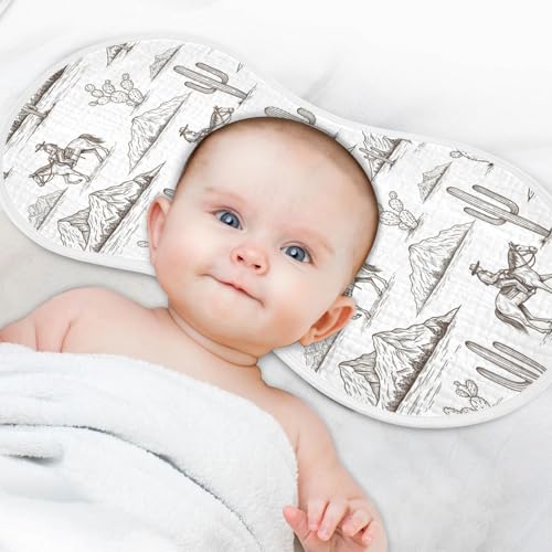 2 Pack Muslin Burp Cloths Cowboy Vintage Cotton Baby Burp Cloths Extra Absorbent and Soft Thick Burping Cloth for Baby Boys Girls, Large 22" x 11"4