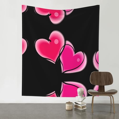 Deux tapisseries cœurs roses durables pour décoration intérieure et extérieure