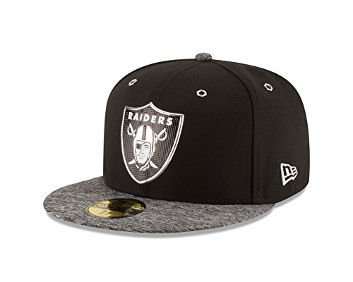 New Era NFL Oakland Raiders 2016 Draft 59Fifty Fitted Cap, Black/Heather Gray, Size 7 3/4