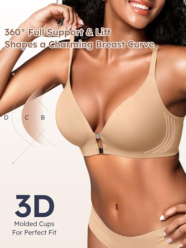 Image of Racerback Bras with Metal Magnetic Front Closure - S-XL Wireless for Women No Underwire Seamless Supportive Bralettes