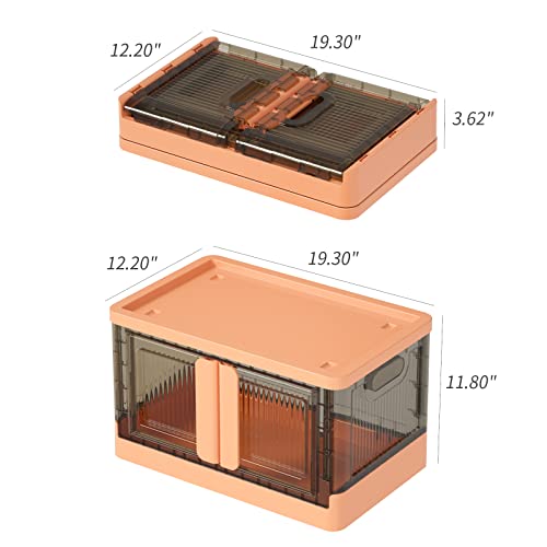 Closet Organizers And Storage - Trunk Organizer, Dorm Room Essentials, 8.4 Gal Collapsible Storage Bins, Stackable Closet Organizer, Plastic Car Organizer, 3 Pack Dorm Storage Bins With Lids And Doors #TOP1