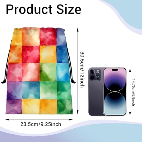 Image of Colorful Plaids Gymnastics Drawstring Bags Small Athlete String Bag for Women Sport Dance Gym