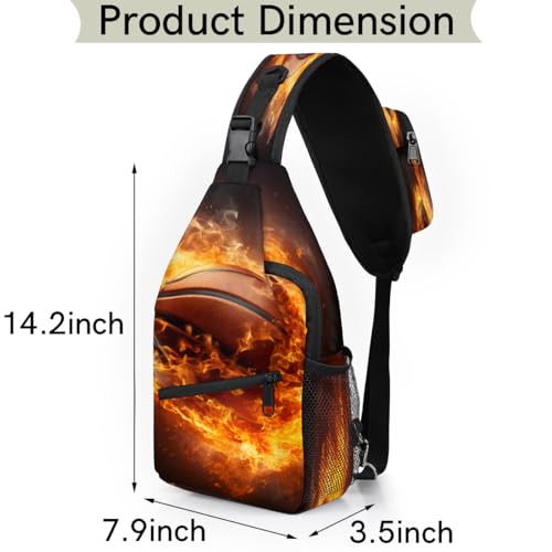 Cool Basketball Ball Sport Sling Bag Crossbody Sling Backpack Hiking Daypack for Men Women Chest Bag for Travel Running2