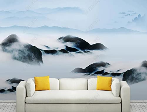 Fotomurales 3D Papel Pintado Entintar Y Lavar Montañas Y Nubes. Fotográfico Papel Pintado Decoración De Pared Decorativos Murales Cover