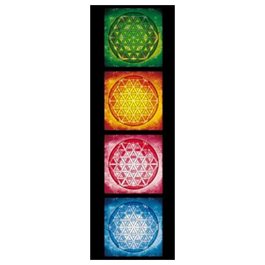 1art1® Mandalas - La Flor De La Vida, Los Cuatro Elementos Cuadro, Lienzo Montado Sobre Bastidor (120 x 40cm)