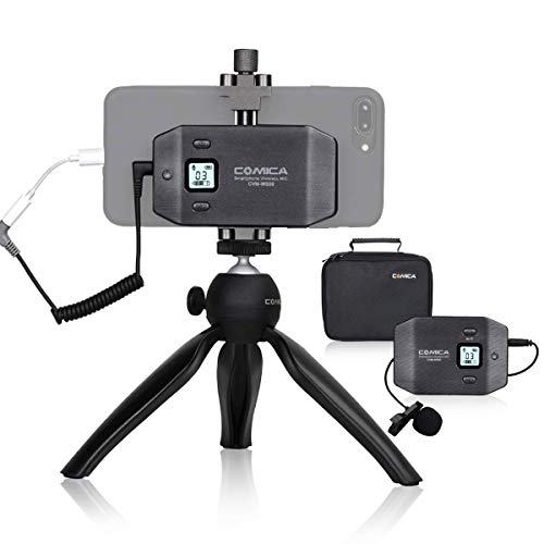 Lavalier Mikrofon Smartphone Wireless CVM-WS50(C) Funkmikrofon Kabellos, UHF 6 Kanäle, 60m Reichweite, integrierte aufladbare Batterie,