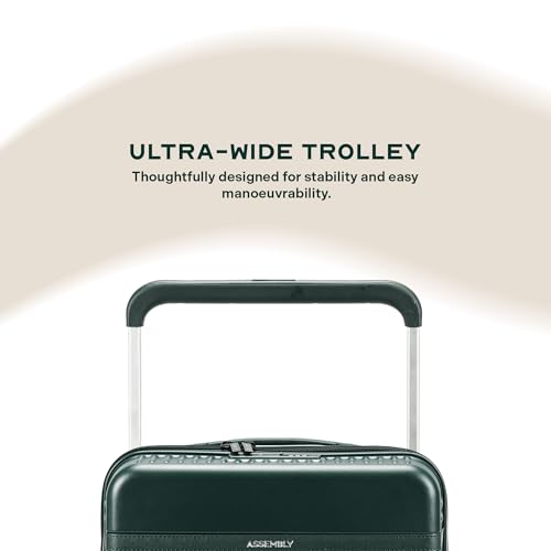 Image of Assembly Medium Check-in Suitcase with 8 Spinner Wheels & Ultra Wide Trolley, Durable Polycarbonate Hard Shell Trolley Bag for Vacations & Business Travel, Green, 24-Inch