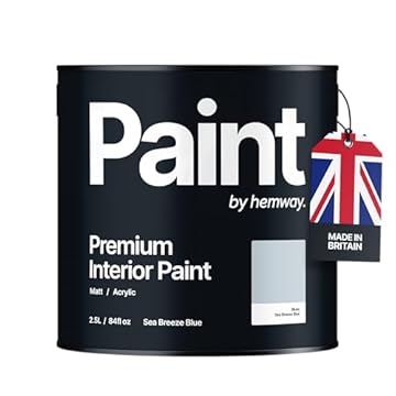 Hemway - Premium Interior Paint - Sea Breeze Blue 2.5 L | Indoor Matt Finish, Acrylic & Water-Based Emulsion | Quick Dry & High Coverage for the Kitchen, Bathroom & Bedroom